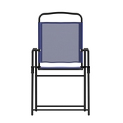 Set of 2 Mystic Folding Patio Sling Chairs, Outdoor Textilene Lawn Chairs with Armrests in Navy, 2-GM-SC098-NV-GG