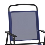 Set of 2 Mystic Folding Patio Sling Chairs, Outdoor Textilene Lawn Chairs with Armrests in Navy, 2-GM-SC098-NV-GG