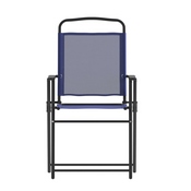 Set of 2 Mystic Folding Patio Sling Chairs, Outdoor Textilene Lawn Chairs with Armrests in Navy, 2-GM-SC098-NV-GG