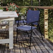 Set of 2 Mystic Folding Patio Sling Chairs, Outdoor Textilene Lawn Chairs with Armrests in Navy, 2-GM-SC098-NV-GG