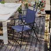 Set of 2 Mystic Folding Patio Sling Chairs, Outdoor Textilene Lawn Chairs with Armrests in Navy, 2-GM-SC098-NV-GG