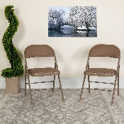 2 Pk. HERCULES Series Double Braced Beige Vinyl Folding Chair, 2-HA-F003D-BGE-GG