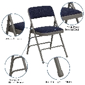 2 Pk. HERCULES Series Curved Triple Braced & Double Hinged Navy Fabric Metal Folding Chair, 2-HA-MC309AF-NVY-GG