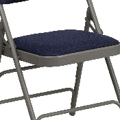 2 Pk. HERCULES Series Curved Triple Braced & Double Hinged Navy Fabric Metal Folding Chair, 2-HA-MC309AF-NVY-GG