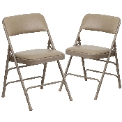 2 Pk. HERCULES Series Curved Triple Braced & Double Hinged Beige Vinyl Metal Folding Chair, 2-HA-MC309AV-BGE-GG