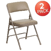 2 Pk. HERCULES Series Curved Triple Braced & Double Hinged Beige Vinyl Metal Folding Chair, 2-HA-MC309AV-BGE-GG