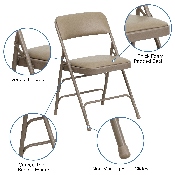 2 Pk. HERCULES Series Curved Triple Braced & Double Hinged Beige Vinyl Metal Folding Chair, 2-HA-MC309AV-BGE-GG
