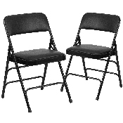 HERCULES Series Metal Folding Chairs with Padded Seats - Set of 2 Black Metal Folding Chairs, 2-HA-MC309AV-BK-GG