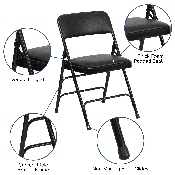 HERCULES Series Metal Folding Chairs with Padded Seats - Set of 2 Black Metal Folding Chairs, 2-HA-MC309AV-BK-GG
