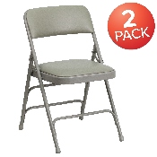 2 Pk. HERCULES Series Curved Triple Braced & Double Hinged Gray Vinyl Metal Folding Chair, 2-HA-MC309AV-GY-GG
