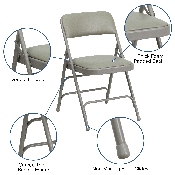 2 Pk. HERCULES Series Curved Triple Braced & Double Hinged Gray Vinyl Metal Folding Chair, 2-HA-MC309AV-GY-GG