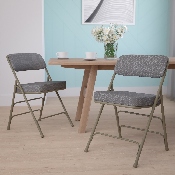 2 Pk. HERCULES Series Premium Curved Triple Braced & Double Hinged Gray Fabric Metal Folding Chair, 2-HA-MC320AF-GRY-GG