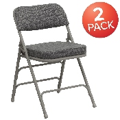 2 Pk. HERCULES Series Premium Curved Triple Braced & Double Hinged Gray Fabric Metal Folding Chair, 2-HA-MC320AF-GRY-GG
