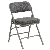 2 Pk. HERCULES Series Premium Curved Triple Braced & Double Hinged Gray Fabric Metal Folding Chair, 2-HA-MC320AF-GRY-GG