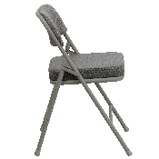 2 Pk. HERCULES Series Premium Curved Triple Braced & Double Hinged Gray Fabric Metal Folding Chair, 2-HA-MC320AF-GRY-GG