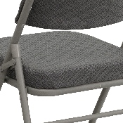 2 Pk. HERCULES Series Premium Curved Triple Braced & Double Hinged Gray Fabric Metal Folding Chair, 2-HA-MC320AF-GRY-GG