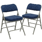 2 Pk. HERCULES Series Premium Curved Triple Braced & Double Hinged Navy Fabric Metal Folding Chair, 2-HA-MC320AF-NVY-GG