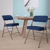 2 Pk. HERCULES Series Premium Curved Triple Braced & Double Hinged Navy Fabric Metal Folding Chair, 2-HA-MC320AF-NVY-GG