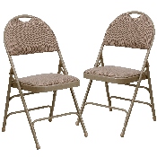 2 Pk. HERCULES Series Ultra-Premium Triple Braced Beige Fabric Metal Folding Chair with Easy-Carry Handle, 2-HA-MC705AF-3-BGE-GG