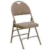 2 Pk. HERCULES Series Ultra-Premium Triple Braced Beige Fabric Metal Folding Chair with Easy-Carry Handle, 2-HA-MC705AF-3-BGE-GG
