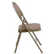 2 Pk. HERCULES Series Ultra-Premium Triple Braced Beige Fabric Metal Folding Chair with Easy-Carry Handle, 2-HA-MC705AF-3-BGE-GG
