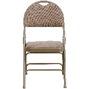 2 Pk. HERCULES Series Ultra-Premium Triple Braced Beige Fabric Metal Folding Chair with Easy-Carry Handle, 2-HA-MC705AF-3-BGE-GG