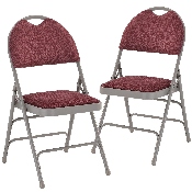 2 Pk. HERCULES Series Ultra-Premium Triple Braced Burgundy Fabric Metal Folding Chair with Easy-Carry Handle, 2-HA-MC705AF-3-BY-GG
