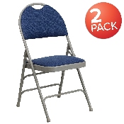 2 Pk. HERCULES Series Ultra-Premium Triple Braced Navy Fabric Metal Folding Chair with Easy-Carry Handle, 2-HA-MC705AF-3-NVY-GG