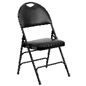 2 Pk. HERCULES Series Ultra-Premium Triple Braced Black Vinyl Metal Folding Chair with Easy-Carry Handle, 2-HA-MC705AV-3-BK-GG
