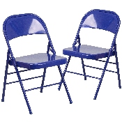 2 Pk. HERCULES COLORBURST Series Cobalt Blue Triple Braced & Double Hinged Metal Folding Chair, 2-HF3-BLUE-GG