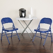 2 Pk. HERCULES COLORBURST Series Cobalt Blue Triple Braced & Double Hinged Metal Folding Chair, 2-HF3-BLUE-GG