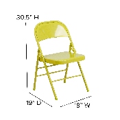 2 Pk. HERCULES COLORBURST Series Twisted Citron Triple Braced & Double Hinged Metal Folding Chair, 2-HF3-CITRON-GG