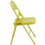 2 Pk. HERCULES COLORBURST Series Twisted Citron Triple Braced & Double Hinged Metal Folding Chair, 2-HF3-CITRON-GG