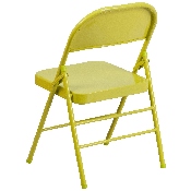 2 Pk. HERCULES COLORBURST Series Twisted Citron Triple Braced & Double Hinged Metal Folding Chair, 2-HF3-CITRON-GG