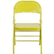 2 Pk. HERCULES COLORBURST Series Twisted Citron Triple Braced & Double Hinged Metal Folding Chair, 2-HF3-CITRON-GG