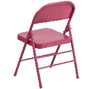 2 Pk. HERCULES COLORBURST Series Shockingly Fuchsia Triple Braced & Double Hinged Metal Folding Chair, 2-HF3-FUCHSIA-GG