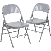 2 Pk. HERCULES Series Triple Braced & Double Hinged Gray Metal Folding Chair, 2-HF3-MC-309AS-GY-GG
