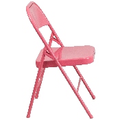 2 Pk. HERCULES COLORBURST Series Bubblegum Pink Triple Braced & Double Hinged Metal Folding Chair, 2-HF3-PINK-GG