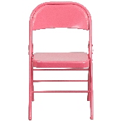 2 Pk. HERCULES COLORBURST Series Bubblegum Pink Triple Braced & Double Hinged Metal Folding Chair, 2-HF3-PINK-GG