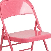 2 Pk. HERCULES COLORBURST Series Bubblegum Pink Triple Braced & Double Hinged Metal Folding Chair, 2-HF3-PINK-GG