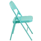 2 Pk. HERCULES COLORBURST Series Tantalizing Teal Triple Braced & Double Hinged Metal Folding Chair, 2-HF3-TEAL-GG