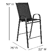 2 Pack Brazos Series Black Outdoor Barstool with Flex Comfort Material and Metal Frame, 2-JJ-092H-GG