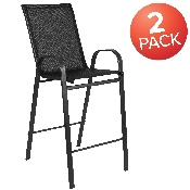 2 Pack Brazos Series Black Outdoor Barstool with Flex Comfort Material and Metal Frame, 2-JJ-092H-GG
