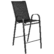 2 Pack Brazos Series Black Outdoor Barstool with Flex Comfort Material and Metal Frame, 2-JJ-092H-GG