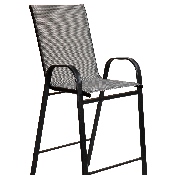2 Pack Brazos Series Gray Stackable Outdoor Barstools with Flex Comfort Material and Metal Frame, 2-JJ-092H-GR-GG