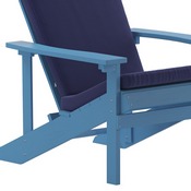 Charlestown Set of 2 All-Weather Poly Resin Wood Adirondack Chairs in Blue with Blue Cushions for Deck, Porch, and Patio, 2-JJ-C14501-CSNBL-BLU-GG