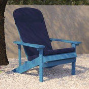 Charlestown Set of 2 All-Weather Poly Resin Wood Adirondack Chairs in Blue with Blue Cushions for Deck, Porch, and Patio, 2-JJ-C14501-CSNBL-BLU-GG