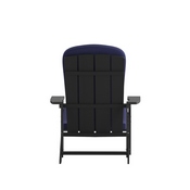 Charlestown Set of 2 All-Weather Poly Resin Wood Adirondack Chairs in Slate Gray with Blue Cushions for Deck, Porch, and Patio, 2-JJ-C14501-CSNBL-SLT-GG