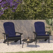 Charlestown Set of 2 All-Weather Poly Resin Wood Adirondack Chairs in Slate Gray with Blue Cushions for Deck, Porch, and Patio, 2-JJ-C14501-CSNBL-SLT-GG