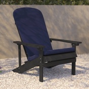 Charlestown Set of 2 All-Weather Poly Resin Wood Adirondack Chairs in Slate Gray with Blue Cushions for Deck, Porch, and Patio, 2-JJ-C14501-CSNBL-SLT-GG